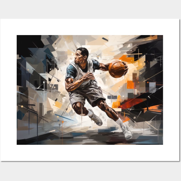 Basketball Action Sport Painting Abstract Art Decor Wall Art by Cubebox